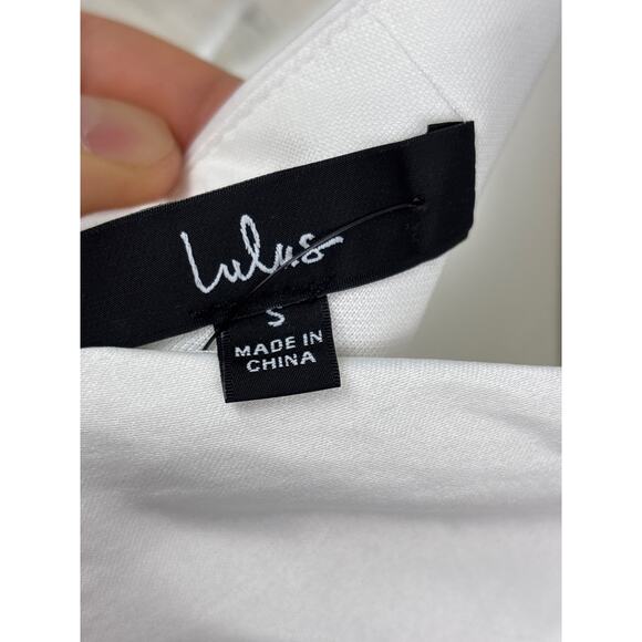 Lulus womens small Charming Celebration White Taffeta Bow Mini Dress new lined - Picture 3 of 4